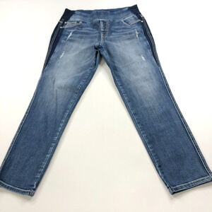 Jag Jeans High Rise Skinny 10 (Fits 32W 26L) Mid Rise Pull On Jeans Distressed